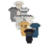 Onesies Brand Baby Boys' 8-Pack Short Sleeve Mix & Match Bodysuits Toddler T-Shirt Set, Dangerously Cute Tiger, Newborn