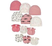 Onesies Brand Baby Girls' 12-Piece Cap and Mitten Set, Pink Bunny, 0-6 Months