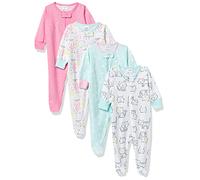 Onesies Brand Baby Girls' 4-Pack Sleep 'N Play Footies Multi Pack Toddler Sleepers, Cats, 3-6 Months