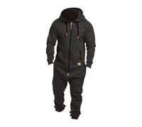 Onesies for Men Hooded Jumpsuit Adult Fleece Hooded Zipper Loungewear Winter Fleece Pyjamas Mens Tracksuit Set Jumpsuit Sportswear Loose Christmas Onesie Grey, 3XL