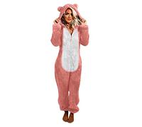 Onesies for Women Soft Comfy Fleece Pyjamas Cat Ears Fannel Sleepwear Hooded Zipper Nightwear for Women Fluffy Fleece Onesie Lounge Wear Plus Sizes S-5XL