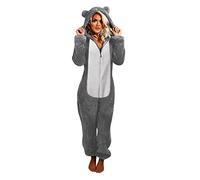 Onesies for Women Soft Comfy Fleece Pyjamas Cat Ears Fannel Sleepwear Hooded Zipper Nightwear for Women Fluffy Fleece Onesie Lounge Wear Plus Sizes S-5XL