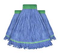 Onesimus 28 oz Heavy Duty Mop Head Replacement, 5 Inch Headband for Quick Change Handle, Blue Loop-End Cotton Blend String Wet Dry Floor Mop Refill Commercial Cleaning Supplies, 3 Pack X-Large