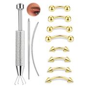 ONESING 11Pcs Eyebrow Piercing Jewelry with Grabber Tool, 14G Stainless Steel Curved Barbell Eyebrow Jewelry Internal Thread Eyebrow Rings Rook Navel Daith Lip Ear Jewelry for Women Men 6mm/8mm/10mm
