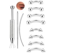 ONESING 11Pcs Eyebrow Piercing Jewelry with Grabber Tool, 16G Stainless Steel Curved Barbell Eyebrow Jewelry Internal Thread Eyebrow Rings Rook Navel Daith Lip Ear Jewelry for Women Men 6mm/8mm/10mm