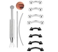 ONESING 11Pcs Eyebrow Piercing Jewelry with Grabber Tool, 16G Stainless Steel Curved Barbell Eyebrow Jewelry Internal Thread Eyebrow Rings Rook Navel Daith Lip Ear Jewelry for Women Men 6mm/8mm/10mm