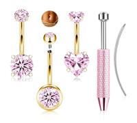 ONESING 14G Long Belly Button Rings Internal Thread Navel Rings 12MM Hypoallergenic Surgical Stainless Steel Clear Cubic Zirconia Belly Button Piercings Jewelry for Women, 14G, Unisex, cubic zirconia