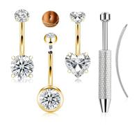 ONESING 14G Long Belly Button Rings Internal Thread Navel Rings 12MM Hypoallergenic Surgical Stainless Steel Clear Cubic Zirconia Belly Button Piercings Jewelry for Women, 14G, Unisex, cubic zirconia