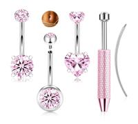 ONESING 14G Long Belly Button Rings Internal Thread Navel Rings 12MM Hypoallergenic Surgical Stainless Steel Clear Cubic Zirconia Belly Button Piercings Jewelry for Women, 14G, Unisex, cubic zirconia