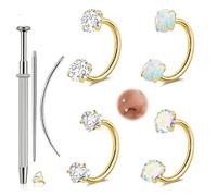 ONESING 18G Horseshoe Nose Rings for Women Stianless Steel Double Gem Nose Rings Hoops Silver/Gold Cartilage Helix Tragus Horse shoe Nose Jewelry Hypoallergenic Nostril Piercing Jewelry for Women Men