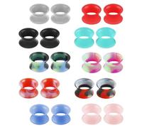 ONESING 20Pcs Silicone Gauges for Ears 11MM Flexible Ear Tunnels Gauges Double Flared Ear Gauges Hypoallergenic Ear Expander Stretching Set for Women Men Colorful