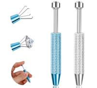 ONESING 2Pcs Piercing Ball Grabber Tool for Changing Jewelry, Stianless Steel Flat Back Earring Applicator Internally Threaded Push Pin Piercing Grabber Tool, Anti Slip 4 Claw Gem Ball Grabber Too