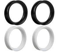 ONESING 4Pcs Silicone Gauges for Ears 44MM Flexible Ear Tunnels Gauges Double Flared Ear Gauges Hypoallergenic Ear Expander Stretching Set for Women Men Black/White