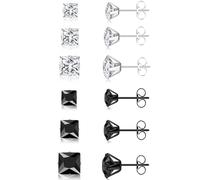 ONESING 6/7 Pairs 14K Gold Plated Stud Earrings for Women Men Hypoallergenic Earring Studs Set Cubic Zirconia Studs Earrings, 3-5mm, Stainless Steel, No Gemstone