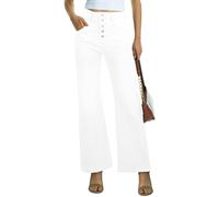 ONESO Flare Jeans for Women High Waist Wide Leg Womens Jeans Stretch Tummy Control Baggy Denim Pants Inseam 30", A-Off-White, 14