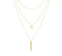 ONESO Layered Necklaces Dainty Chain Necklace Set Bar/Circle/Coin Pendant Necklace (Style-A)