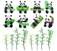 ONEST 16 Pieces Mini Panda Figurines Set Miniature Model Pandas Bamboo Pandas Cake Toppers Decoration Small Panda Figures Birthday Gift