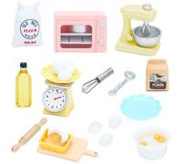 ONEST 26 Pieces Miniature Dollhouse Accessories Mini Stuff with Stand Mixer Kitchen Scale Flour Rolling Pin and Others for Dollhouse Kitchen Toys