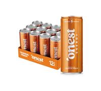 Onest Energy - Natural Energy Drink, Sparkling Tropical Peach, 12 x 250ml - Contains 80mg Natural Caffeine, B Vitamins & Magnesium Citrate, Only 27kcal Per Can - Low Sugar, Vegan-Friendly