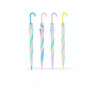 onestopbuys® Dome Birdcage Umbrella, Ladies Walking Length, Transparent with Border (rainbow yellow)