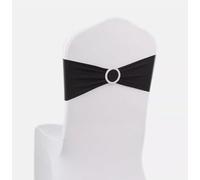 onestopbuys Elastic Stretch Chair Covers with Buckle Slider and Bow Decor | Wedding Banquet Party Event Dining Chair Slipcovers | Universal Fit Reusable Spandex Chair Covers (Black Pack of 50)
