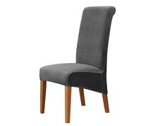 onestopbuys Velvet Dining Chair Covers Stretch Christmas Slipcover Soft Velvet Protector (Grey)