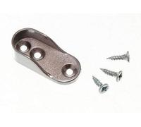 ONESTOPDIY.COM 2 X WARDROBE ROD RAIL SOCKET END SUPPORT OVAL BRACKET 15MM X 32MM CP (pack of 2)