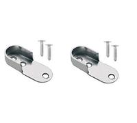 ONESTOPDIY.COM 3 X WARDROBE ROD RAIL SOCKET END SUPPORT OVAL BRACKET 15MM X 32MM CP (pack of 2)