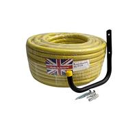 ONESTOPDIY.COM 35 Metre Pro Hosepipe Uk Made Professional Yellow Anti Kink Hose + Wall Hook