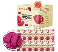 ONETANG Dried Dragon Fruit Chips (Pack of 12) for Drinks Refreshers, Healthy 1 Ingredient Superfood Snack, Crunchy Crisp, Dehydrated Dry Red Pitaya Pieces, Gluten Free Vegan 4.23 Oz