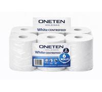 ONETEN HOLDINGS | Centrefeed White Rolls | 2 Ply Heavy Duty Industrial Towels | (Pack of 6)