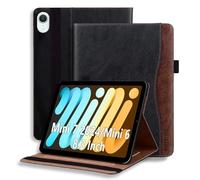ONETHEFUL Case for iPad Mini (A17 Pro 2024 model 7th generation)/Mini 6 (2021 model 6th generation) 8.3 inches Stand Protective Cover with Pencil Holder Black