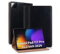 ONETHEFUL Case for Xiaomi Pad 7/7 Pro 11.2 inch 2024 PU Leather Folio Cover Shell with Auto Sleep/Wake Multi Angle Viewing Stand for Xiaomi Pad 7/7 Pro Tablet Black