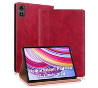 ONETHEFUL Case for Xiaomi Redmi Pad Pro 12,1 inch 2024 PU Leather Multi-Angle Viewing Folio Case Protective Stand Cover for Tab Redmi Pad Pro 12.1''/Xiaomi Poco Pad Red