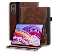 ONETHEFUL Case for Xiaomi Redmi Pad Pro 12.1 inch 2024 PU Leather Protective Case with Pocket and Pen Loop, Stand Function Smart Cover Brown