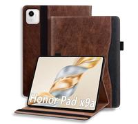 ONETHEFUL Tablet Case for Honor Pad X9a 11.5" 2025 - Protective PU Leather with Multi-Angle Adjustable Stand, 2 Card Slots, Pen Holder | Brown