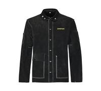 ONETIAN Leather Welding Jacket,Heavy Duty Safety Coat,Heat and Flame Resistant, Black, XXL