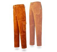 ONETIAN Leather Welding Protective Pants, Heat & Flame Resistant, Heavy-Duty Protection for Industrial Tasks, Brown, XL