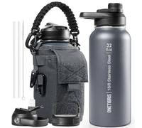 OneTigris 32 oz Insulated Water Bottle with Straw - Tactical Stainless Steel Water Jug, Leakproof Thermos Wide Mouth Sport bottle with 3 Lids and Sleeve for Travel, Gym, Camping, Hiking