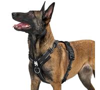 Onetigris Dog Harness Large Dog No Pull,Diesel Adjustable Tactical Harness Soft Padded Chest for medium and large dogs with Reflective, 1 Handle, 3 D-Rings(Black, XL)