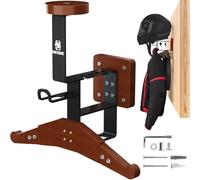 OneTigris Helmet Stand 2.0, Wall Mounted Motorcycle Helmet Holder with Adjustable Hanger, Double Hooks, Easy Installation & 80KG Load Capacity for Airsoft Gear, Motorbike Jackets, Gloves, Bags