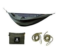 OneTigris KOMPOUND Camping Hammock with Net, Lightweight Portable Hammock with Warm Internal Cover & Tree Friendly Straps for Backpacking, Camping, Hiking, Travel, Beach, Backyard Od Green