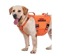 OneTigris Large Tactical Dog Harness, No Pulling Adjustable Dog Vest Harness, Heavy Duty Dog Harness with Handle, Large Hook and Loop Panels for Patch Black(Orange, L)