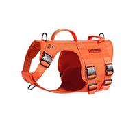 OneTigris Large Tactical Dog Harness, No Pulling Adjustable Dog Vest Harness, Heavy Duty Dog Harness with Handle, Large Hook and Loop Panels for Patch Black (Orange, M)