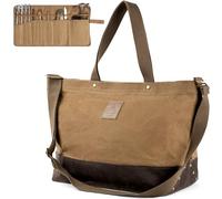OneTigris Large Waxed Canvas Tote Bag with Removable Tool Roll Bag, 36L Large Capacity Camping Storage - Heavy Duty Canvas and Tactical for Camping Gardening Shopping, Firewood