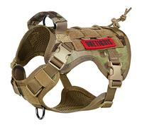 OneTigris Tactical Dog Harness Vest,Military Dog Harness for Large Medium Dogs,No-Pull Service Dog Vest with Hook & Loop Panels,Adjustable Dog Vest Harness Hiking Training(Multi-Colored,Medium)