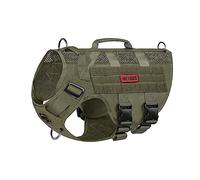 OneTigris Tactical Dog Harness Vest with Handle, Dog Harness for Large Medium Dogs (Olive, XL)