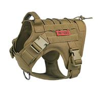 OneTigris Tactical Large Dog Harness, No Pull Harness with Handle, Brown XL | 1000D Nylon, No-Pull, No Choke, Hook & Loop Panels, Adjustable, MOLLE, 2 D-Ring For Walking Hiking Training