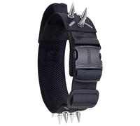 OneTigris Tactical Spiked Dog Collar,Adjustable Military Training Nylon Dog Collar with Removable Protective Metal Spikes and Heavy Metal Buckle for Medium and Large Dogs(Black, L)