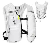 ONETOALL Running Vest Women 6L, Reflective Hydration Backpack Mens, Lightweight 150g for Trailrunning Hiking Marathon, White Single Pack